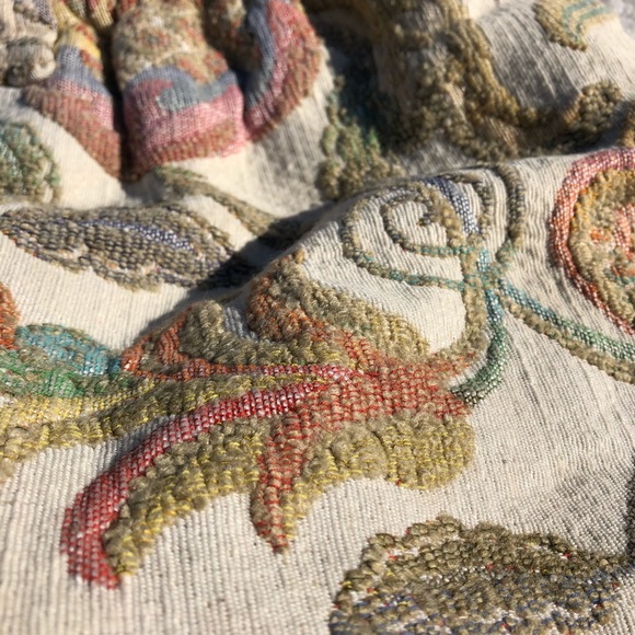 Vintage Floral Tapestry Wood Dowel Carpet Knitting Bag - Picture 2 of 8